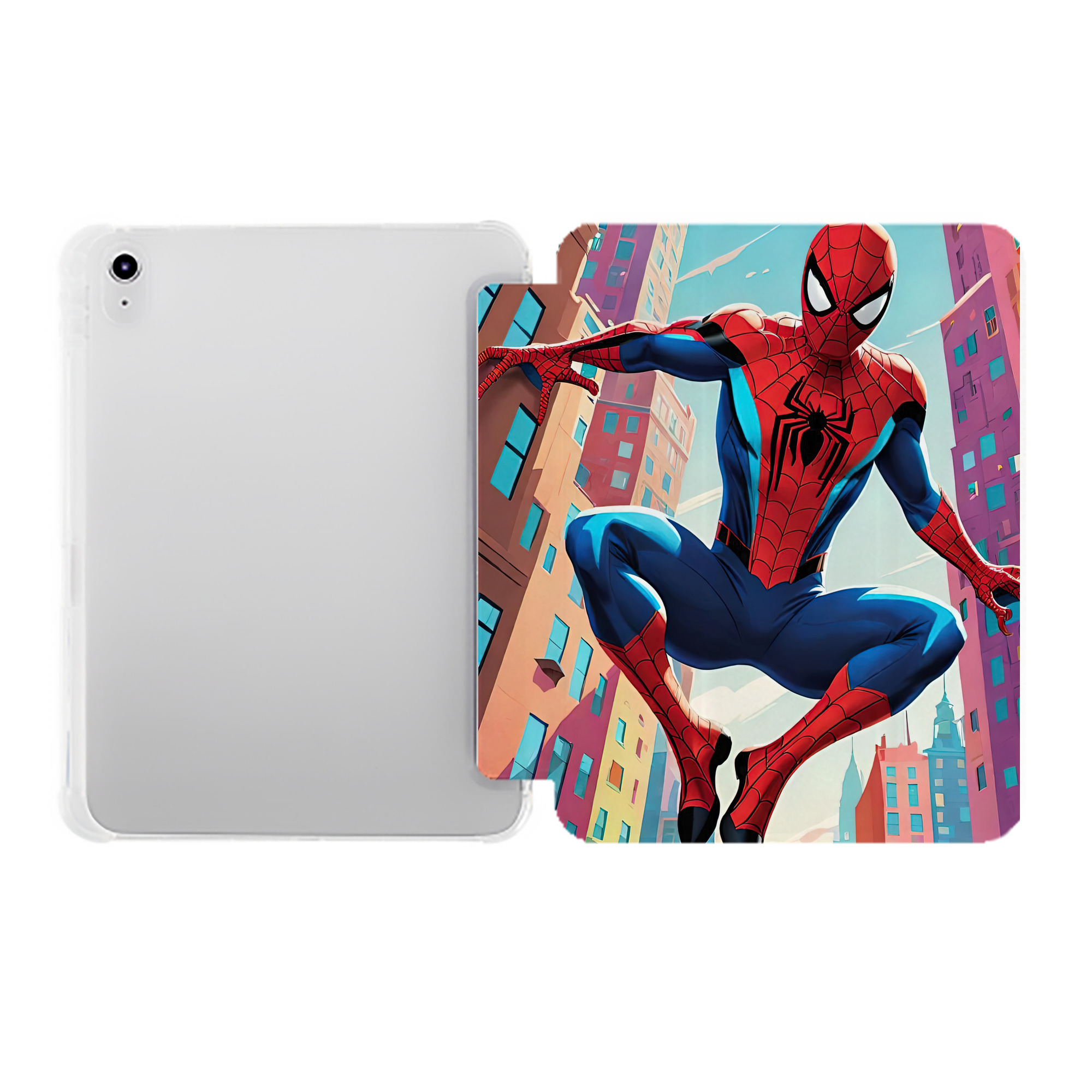 （画像用） Spider Man スパイダーマン IPad ケース ペン収納付き 三つ折りスタンド PUレザー×シリコン 対応機種9.5/10.5/10.9インチ